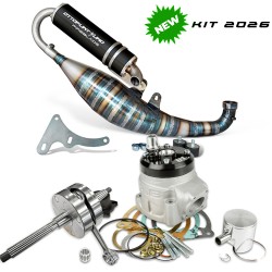 KIT groupe thermique + vilebrequin + échappement complet 100cc 8.1 R-18 pour carters 8.1 et Malossi C-One versions Minarelli et 